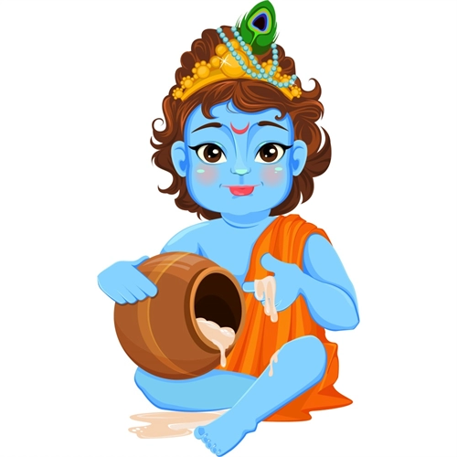 Balkrishna Theme Baby Krishna Butter Pot Transparent Sticker